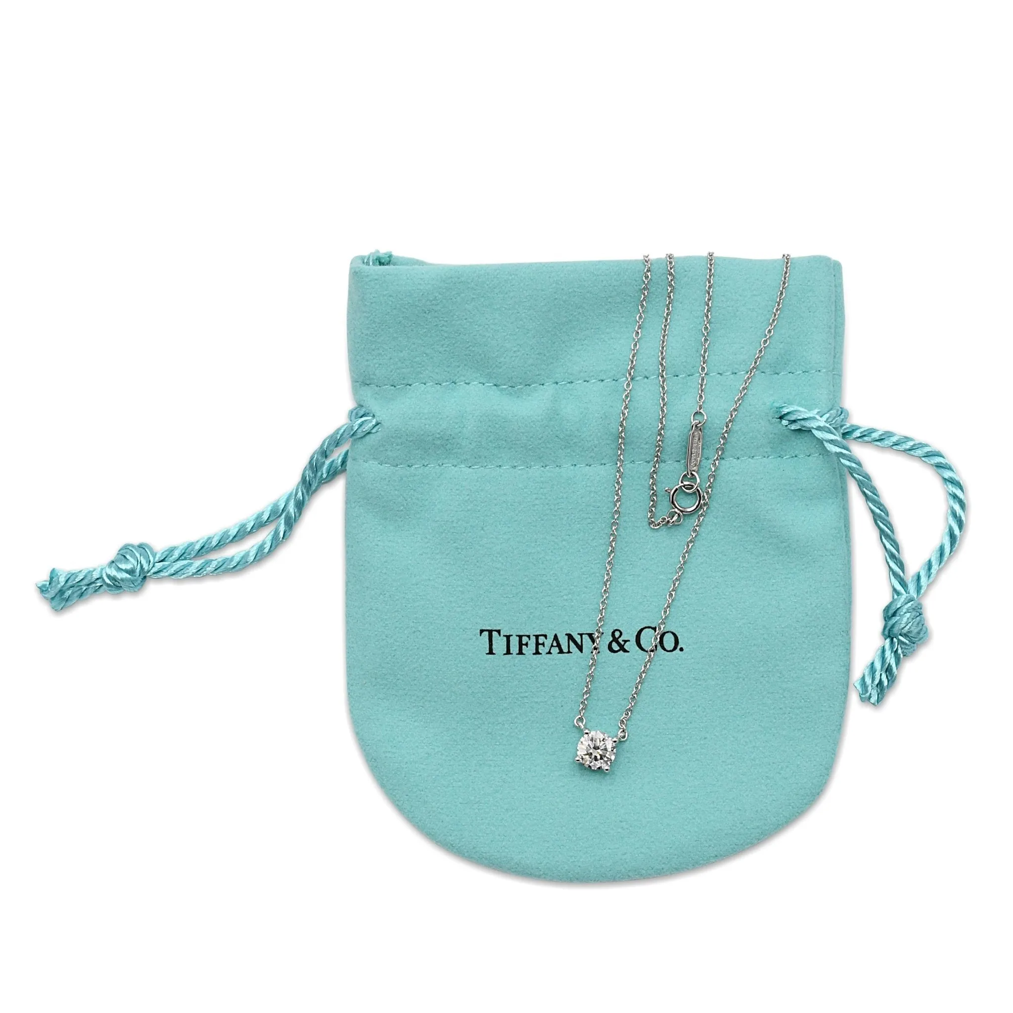 Tiffany Diamond Solitaire Pendant Necklace 16" - Platinum