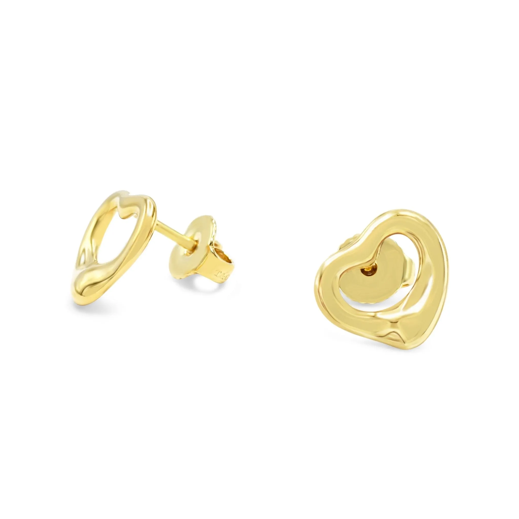 Tiffany Elsa Peretti Open Heart Stud Earrings 11mm - 18ct Yellow Gold