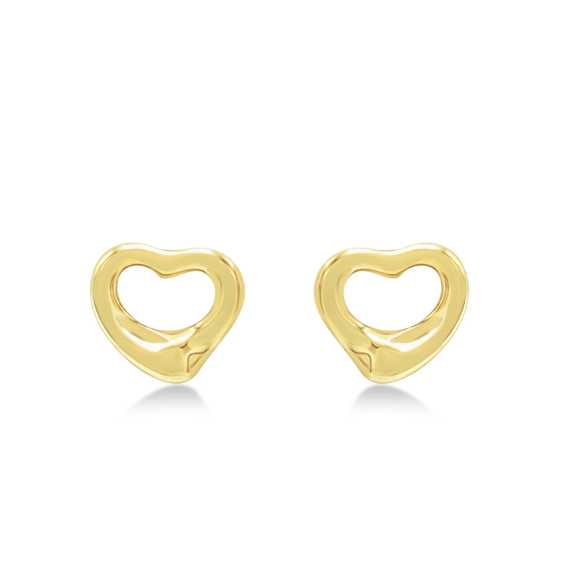 Tiffany Elsa Peretti Open Heart Stud Earrings 11mm - 18ct Yellow Gold