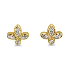 Tiffany Fleur de Lis Diamond Stud Earrings