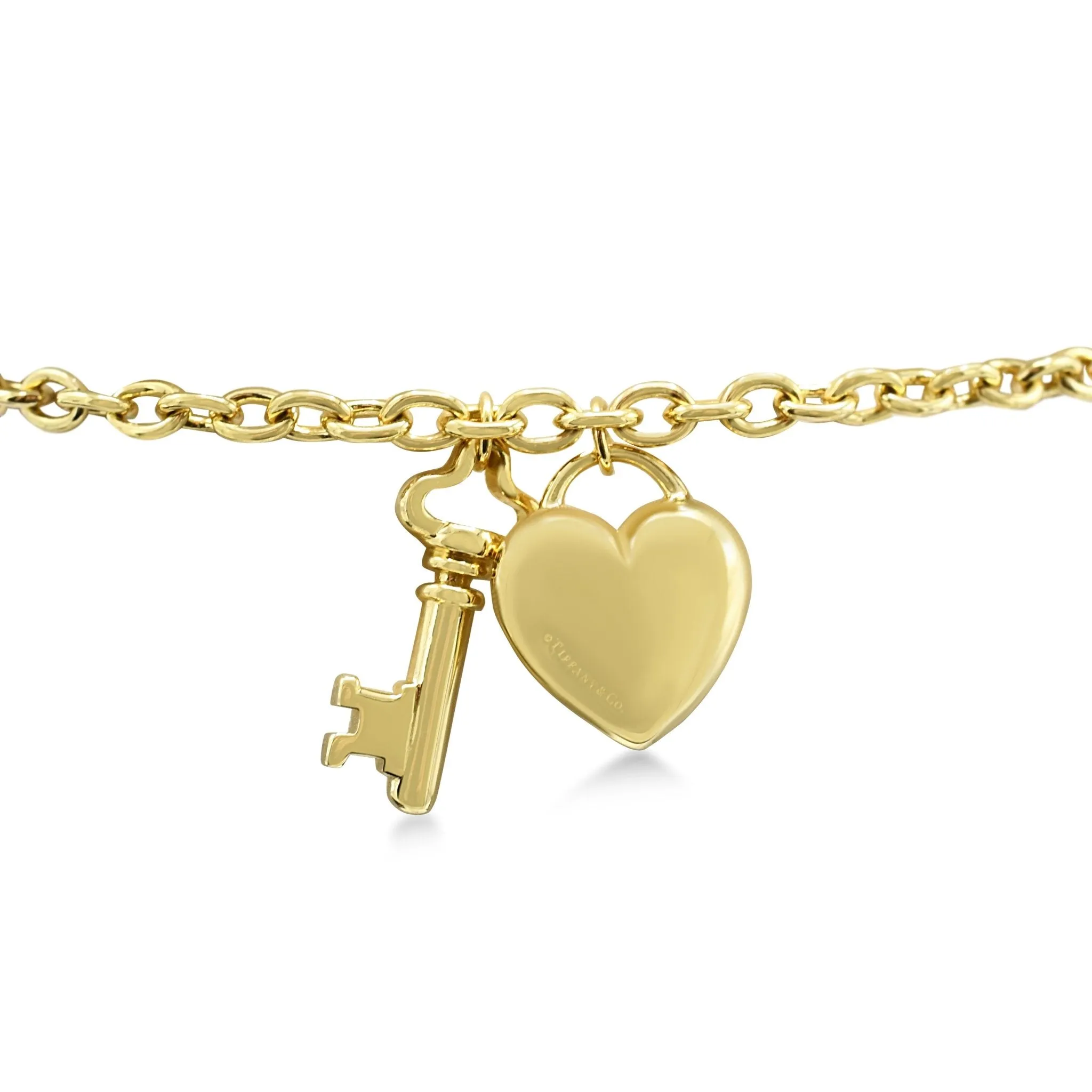 Tiffany Heart & Padlock 6.5" Bracelet - 18ct Yellow Gold