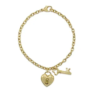Tiffany Heart & Padlock 6.5" Bracelet - 18ct Yellow Gold