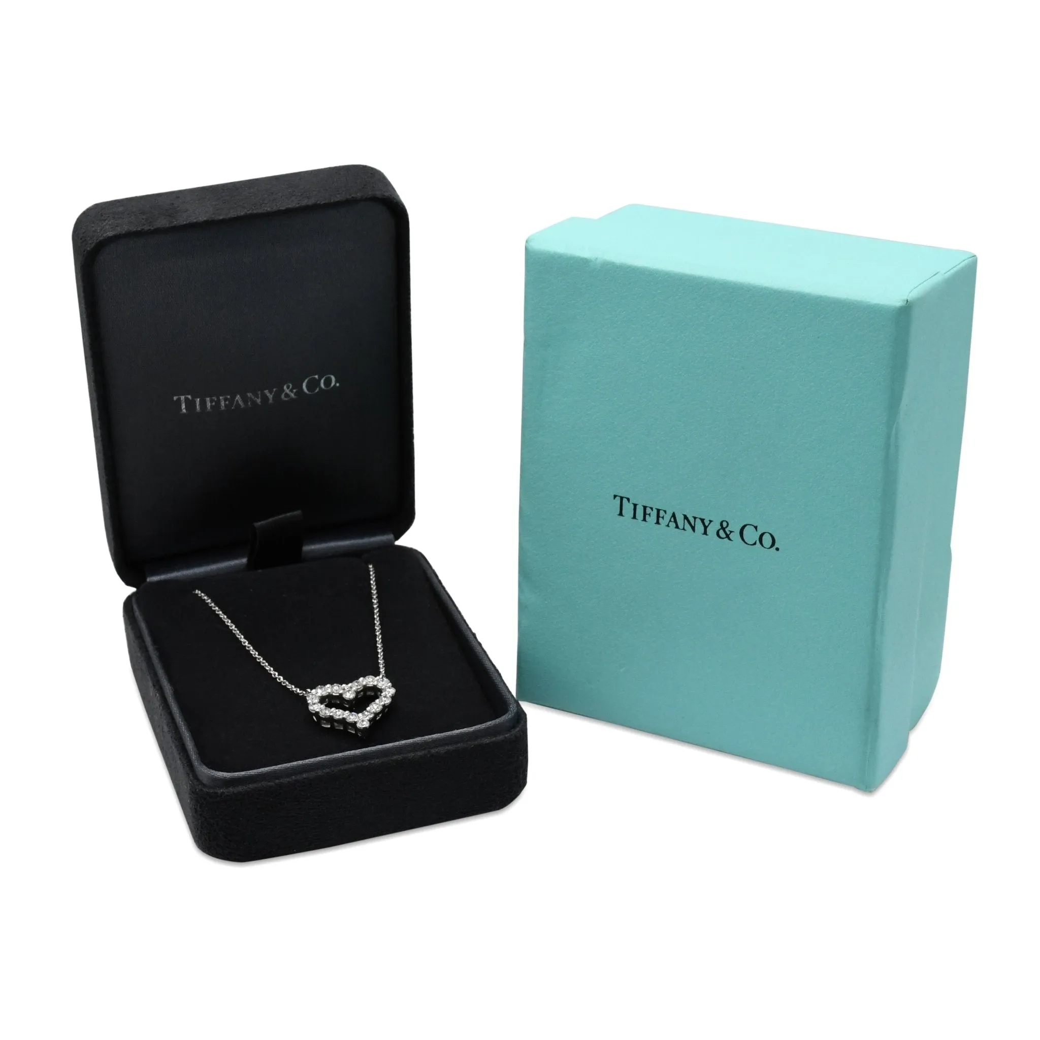 Tiffany Hearts Diamond Platinum Pendant Necklace - Small