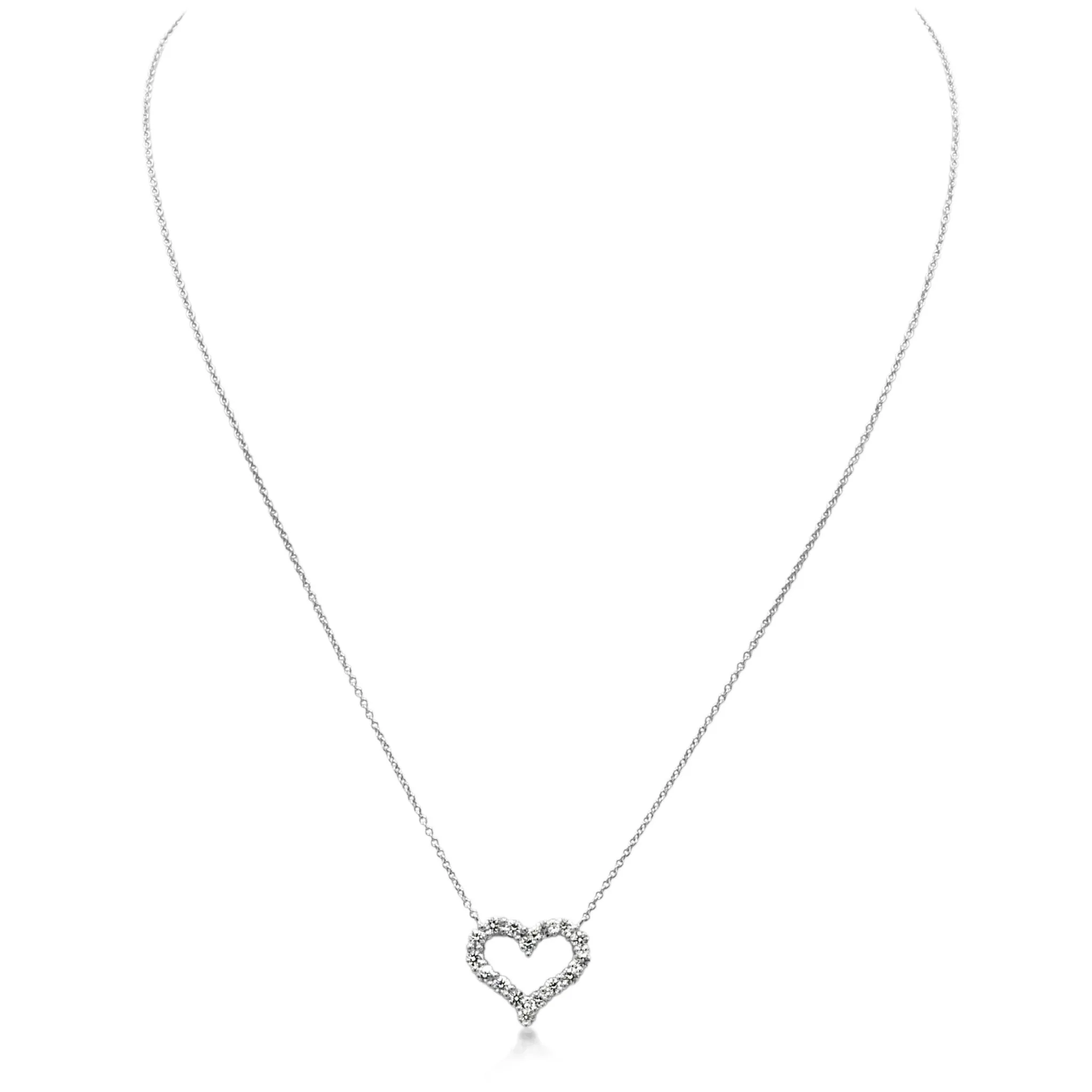 Tiffany Hearts Diamond Platinum Pendant Necklace - Small