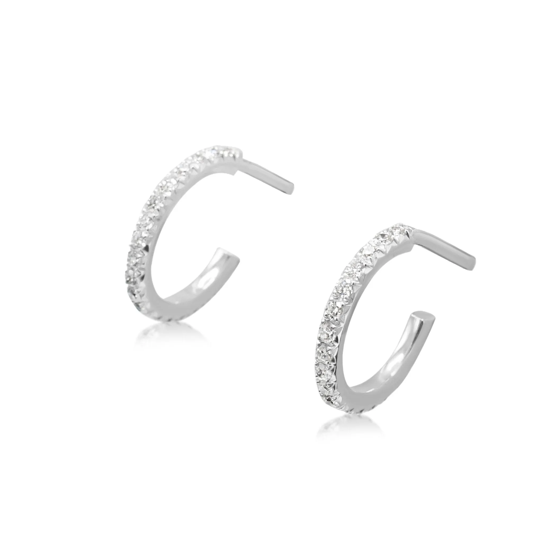 Tiffany Metro Diamond Hoop Earrings, Small - 18ct White Gold