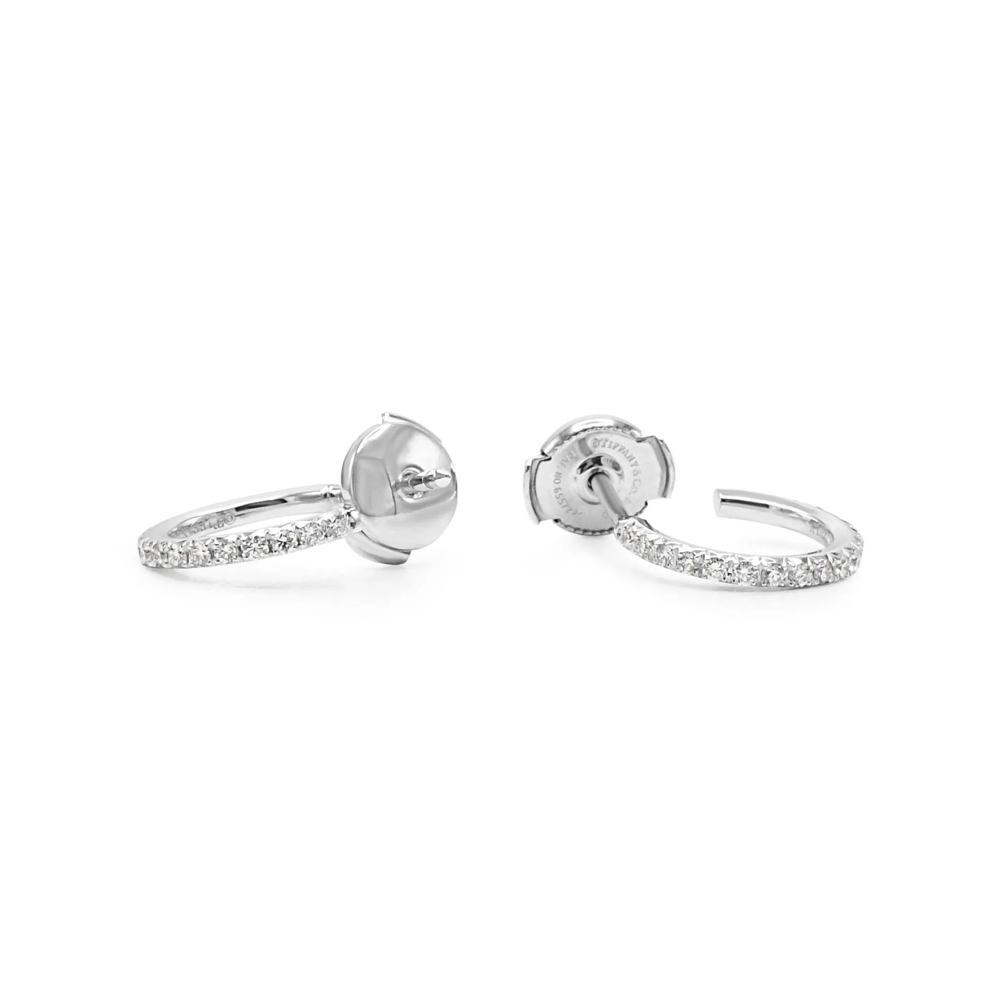 Tiffany Metro Diamond Hoop Earrings, Small - 18ct White Gold