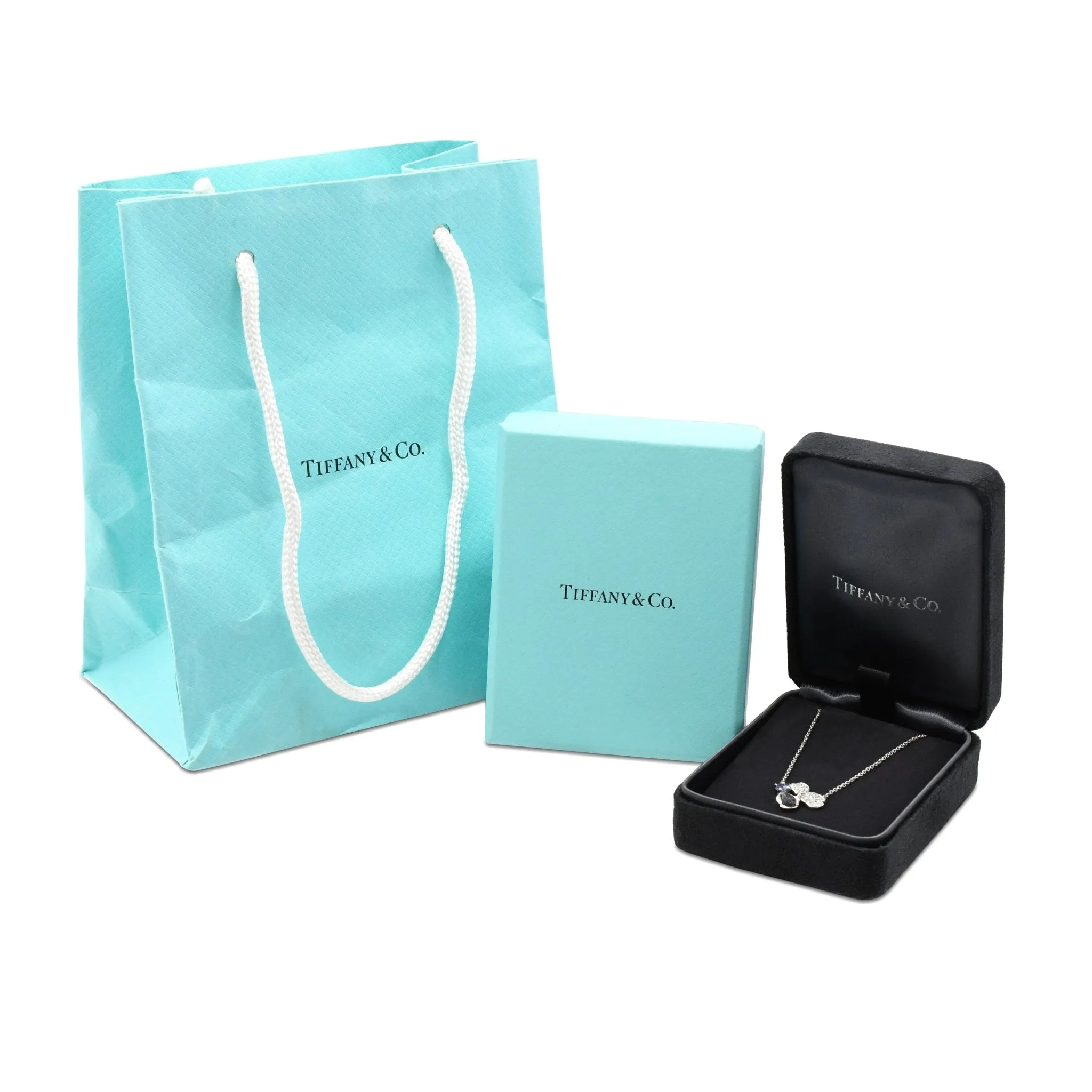 Tiffany Paper Flower Diamond & Tanzanite Pendant Necklace
