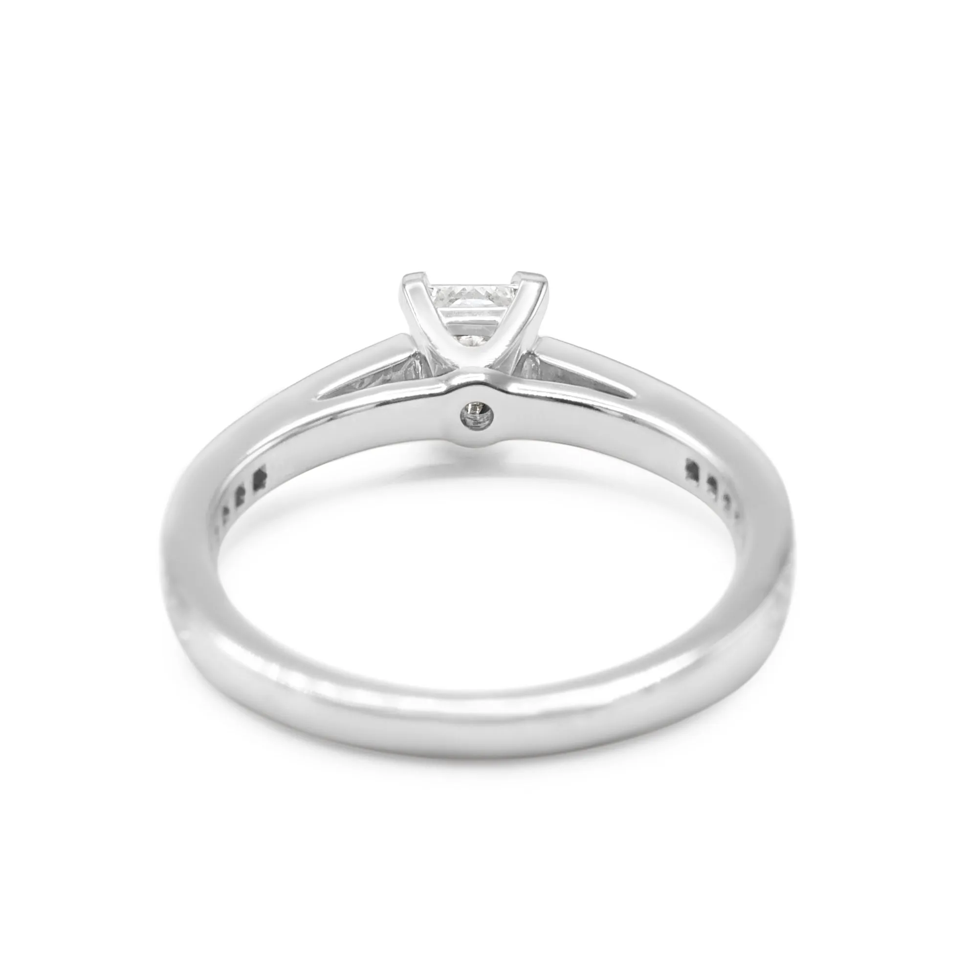 Tiffany Princess Cut Diamond Solitaire Ring, Diamond Shoulders