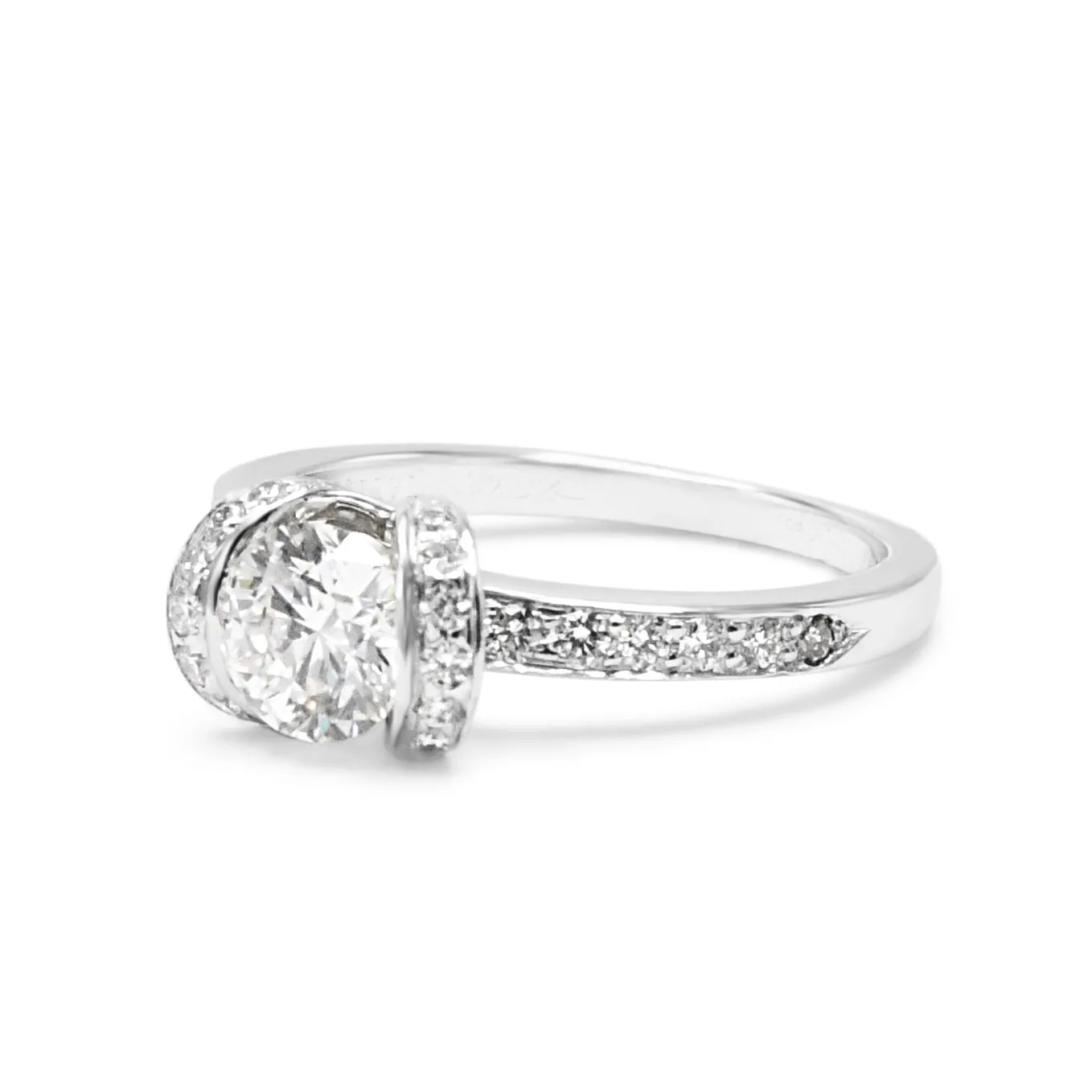 Tiffany Ribbon Certificated Diamond Solitaire Engagement Ring - Platinum
