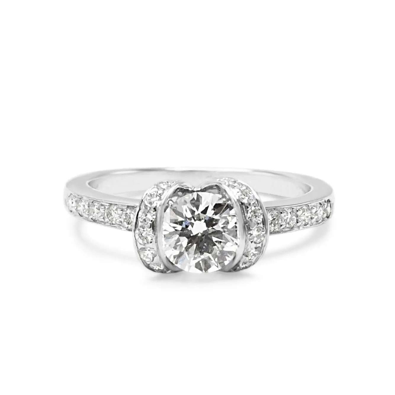 Tiffany Ribbon Certificated Diamond Solitaire Engagement Ring - Platinum