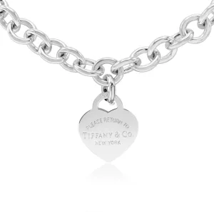 Tiffany Silver Return To Tiffany Heart Tag Round Link Necklace