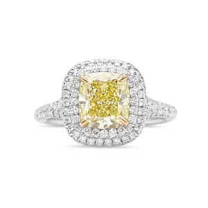 Tiffany Soleste Cushion-Cut Yellow Diamond Halo Engagement Ring