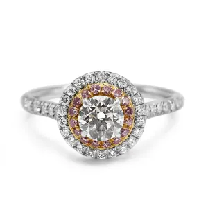 Tiffany Soleste White & Pink Double Halo Diamond Ring