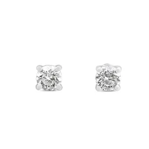 Tiffany Solitaire Brilliant Cut Diamond Stud Earrings - Platinum