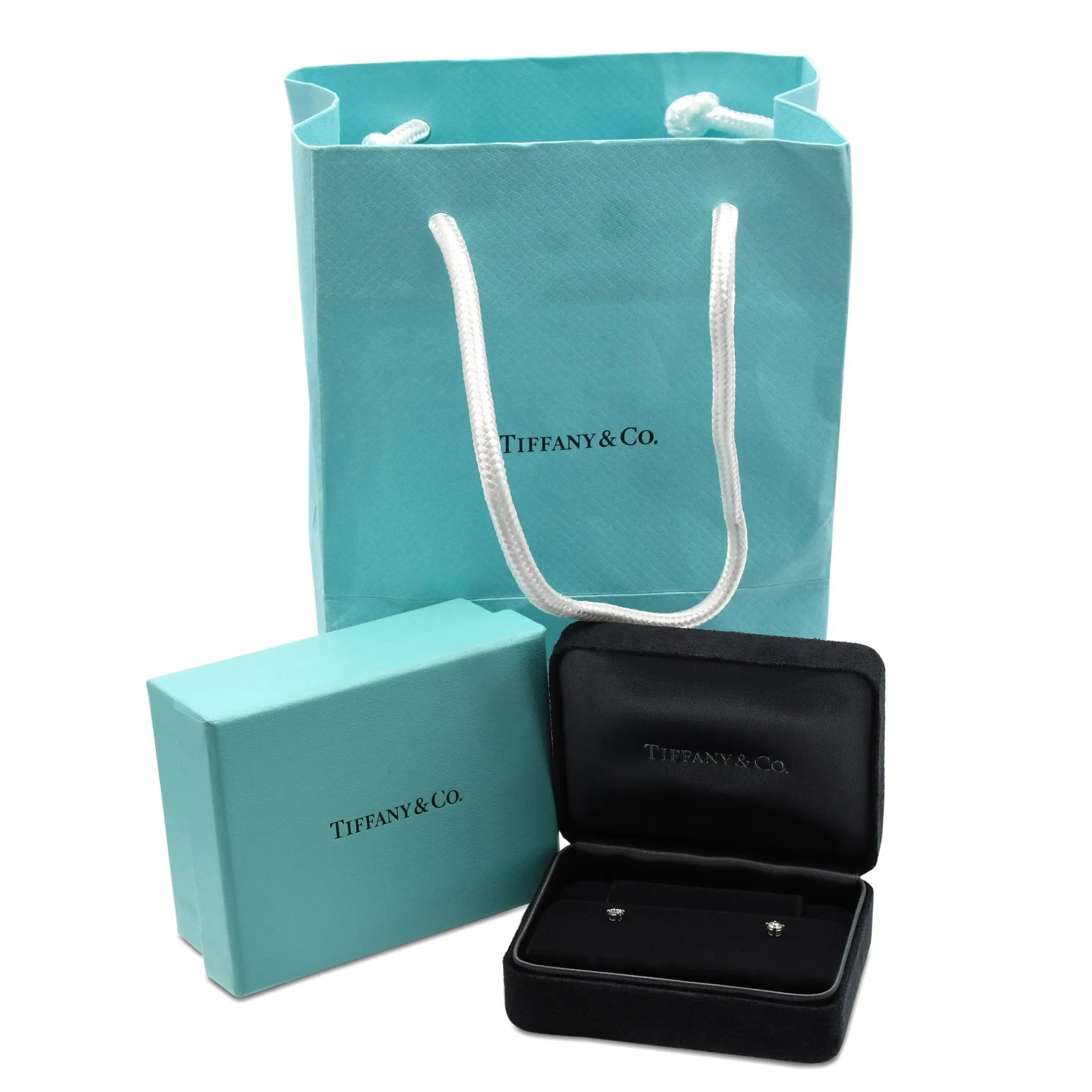 Tiffany Solitaire Brilliant Cut Diamond Stud Earrings - Platinum