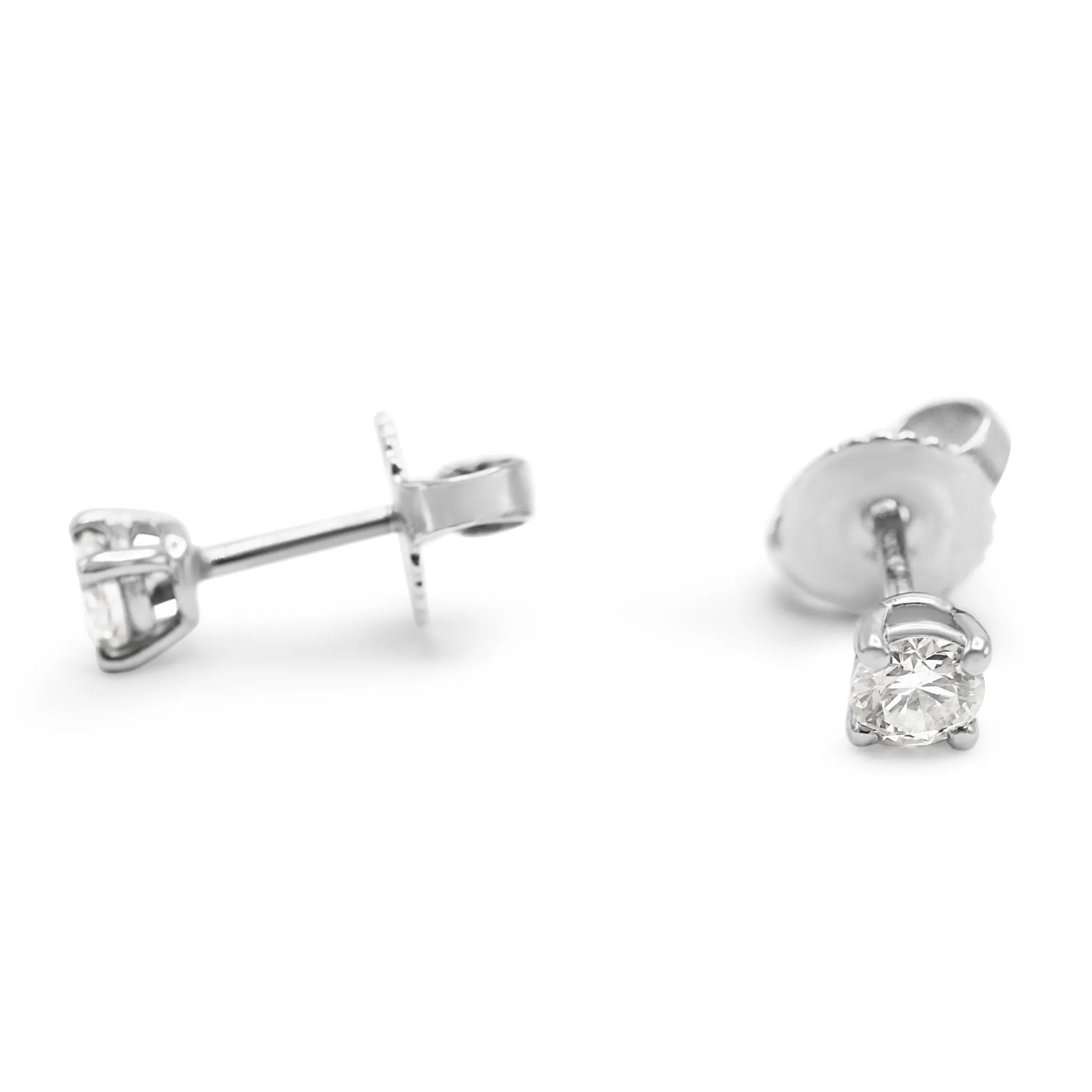 Tiffany Solitaire Brilliant Cut Diamond Stud Earrings - Platinum