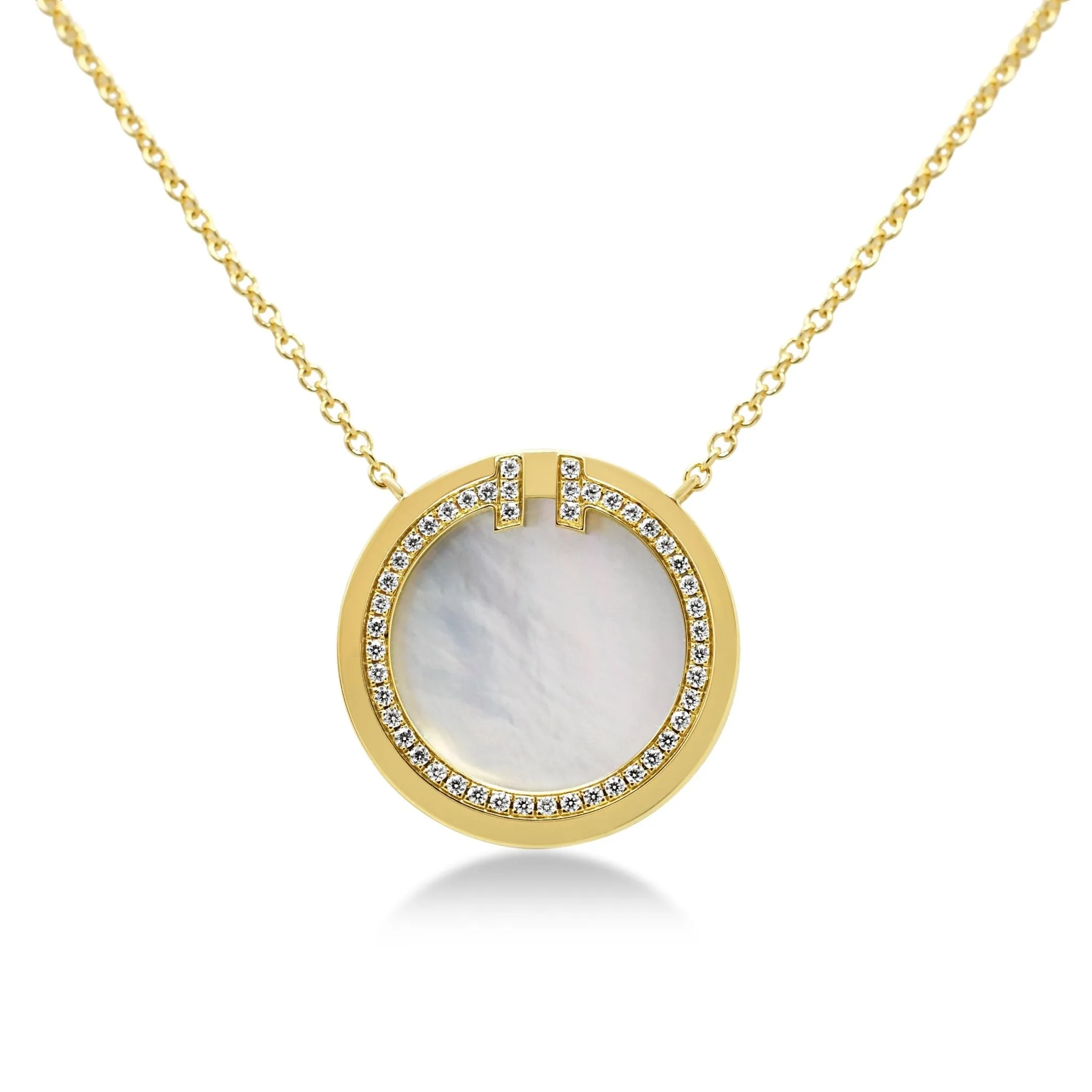 Tiffany T Diamond and Mother-of-pearl Circle Pendant Necklace
