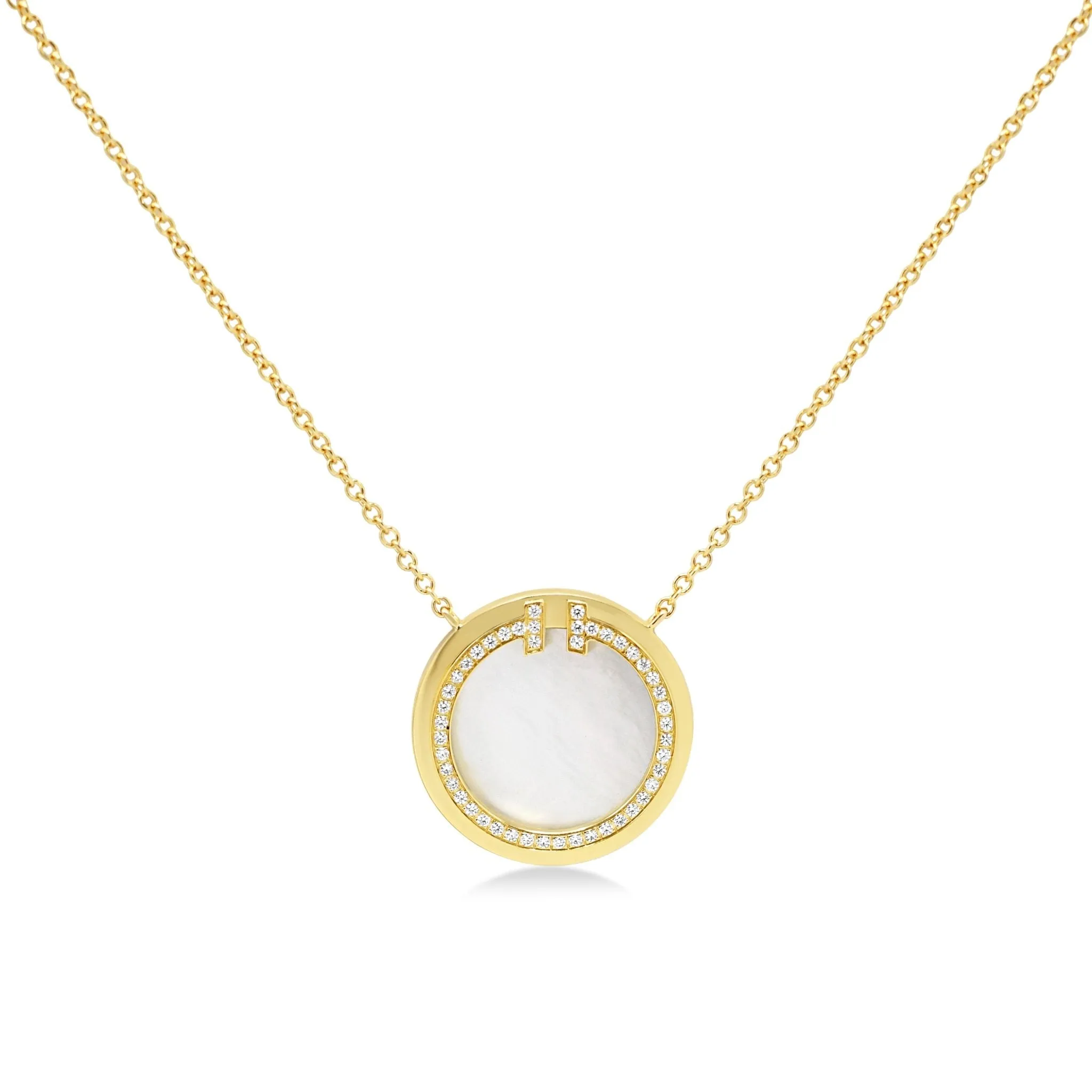 Tiffany T Diamond and Mother-of-pearl Circle Pendant Necklace