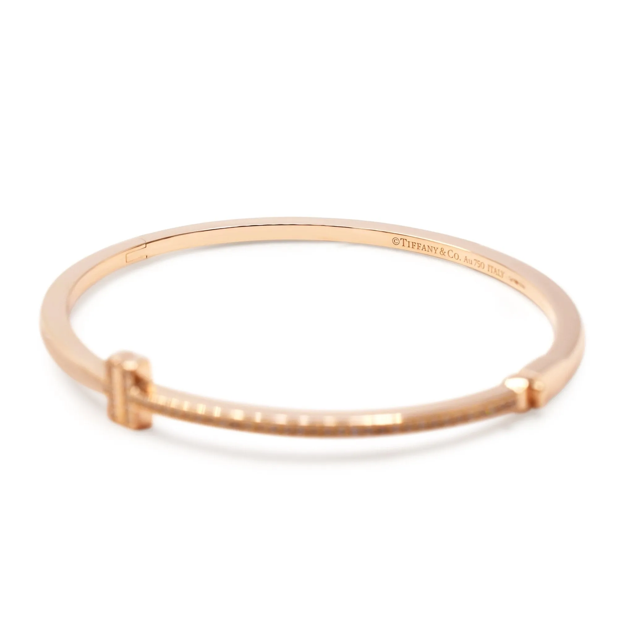 Tiffany T Diamond Hinged Wire Bangle - 18ct Rose Gold