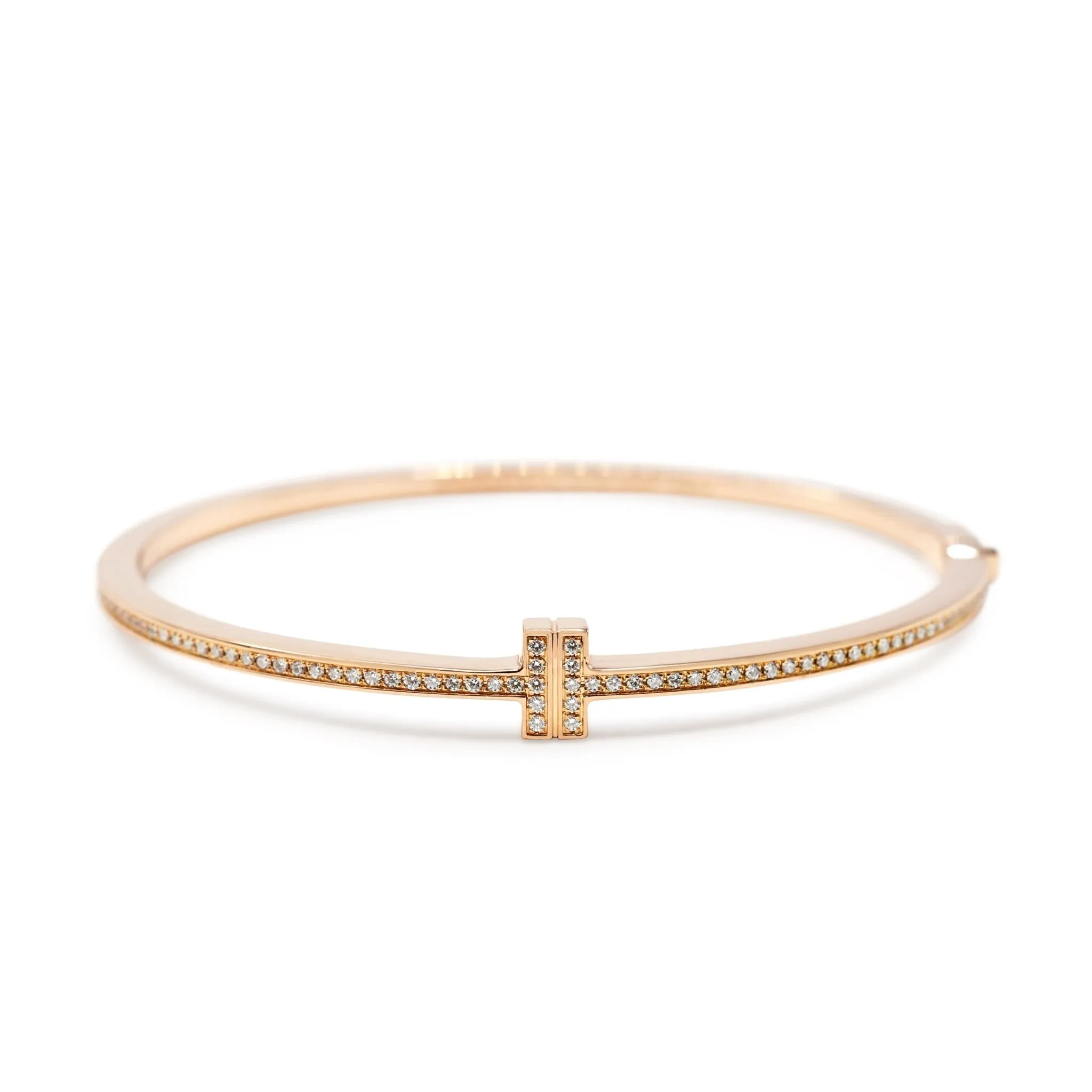 Tiffany T Diamond Hinged Wire Bangle - 18ct Rose Gold