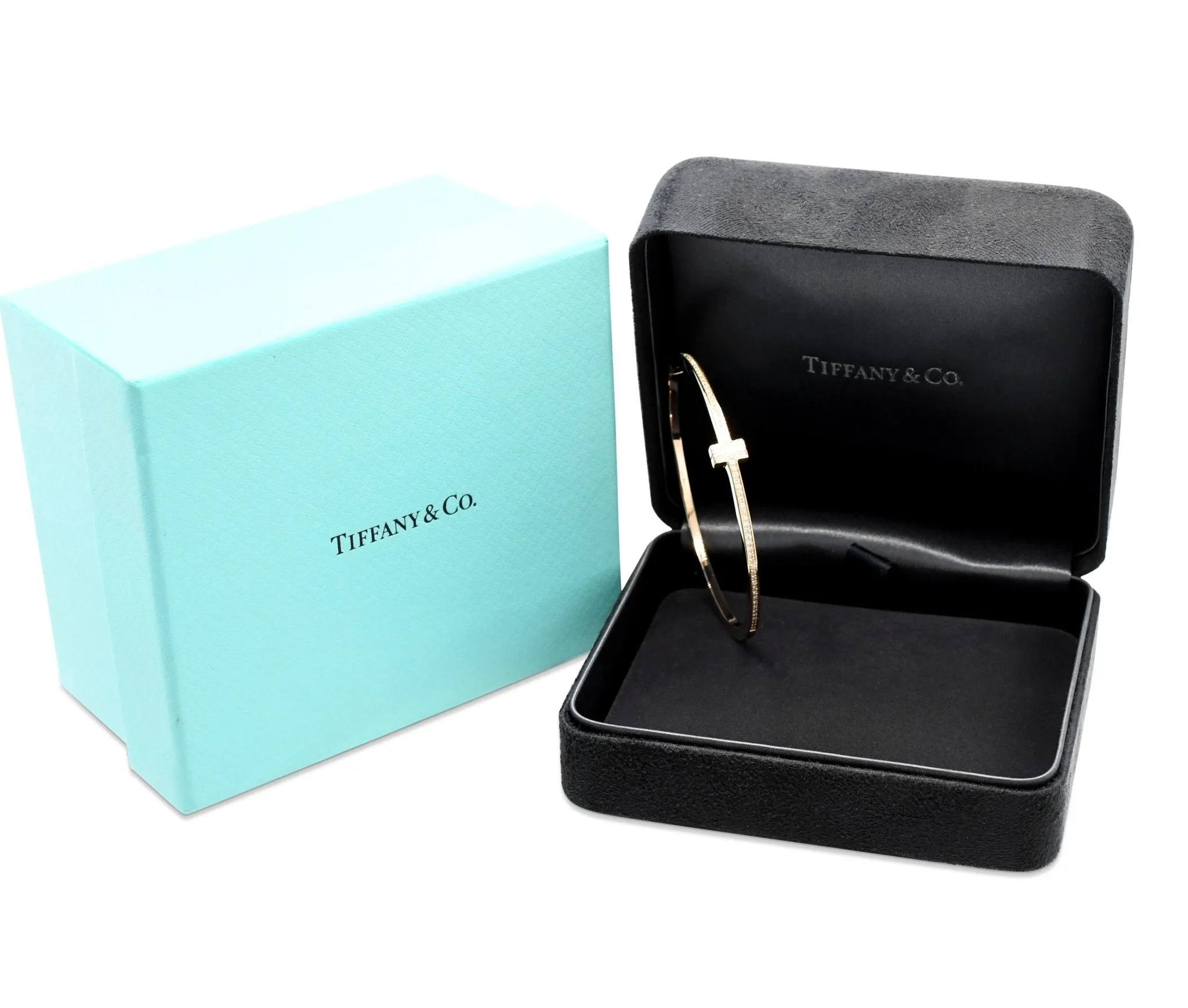 Tiffany T Diamond Hinged Wire Bangle - 18ct Rose Gold
