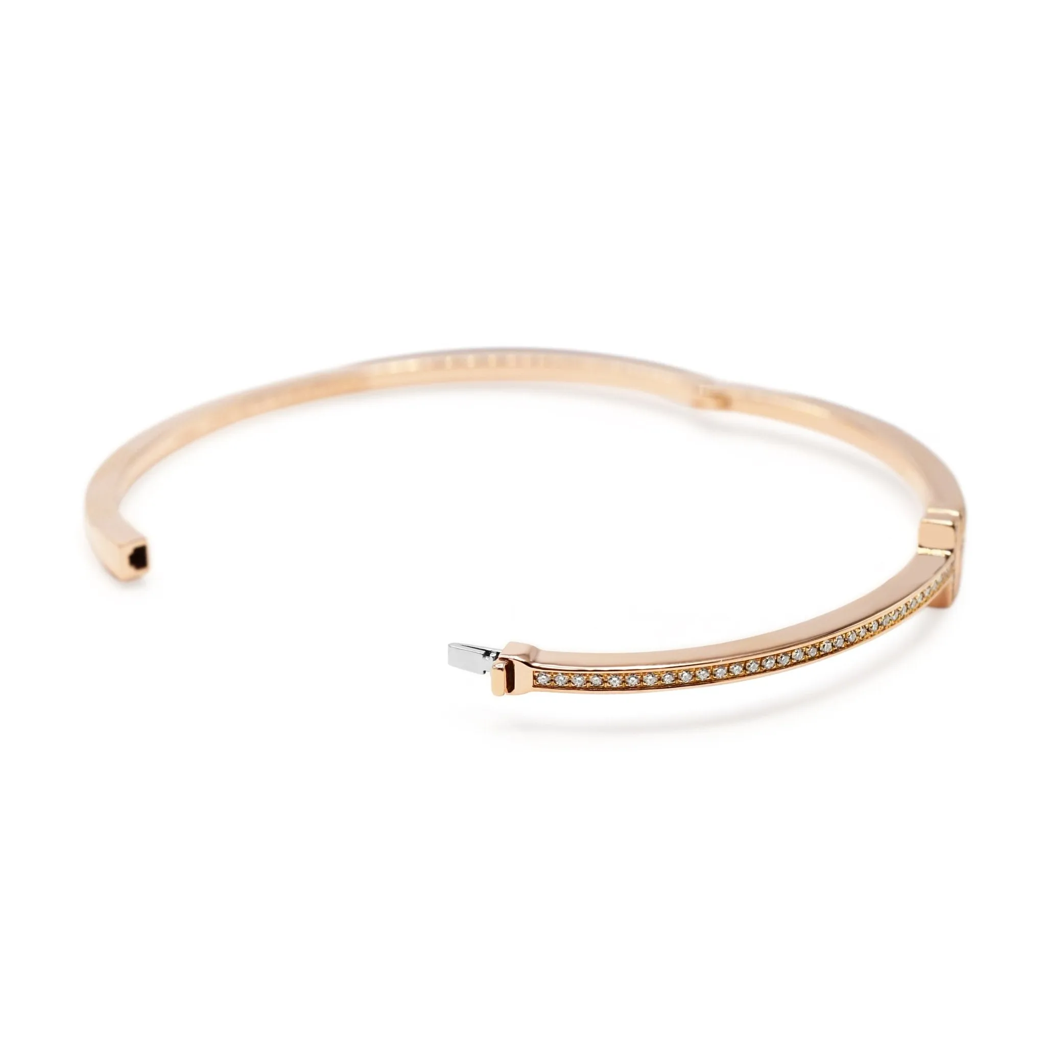 Tiffany T Diamond Hinged Wire Bangle - 18ct Rose Gold