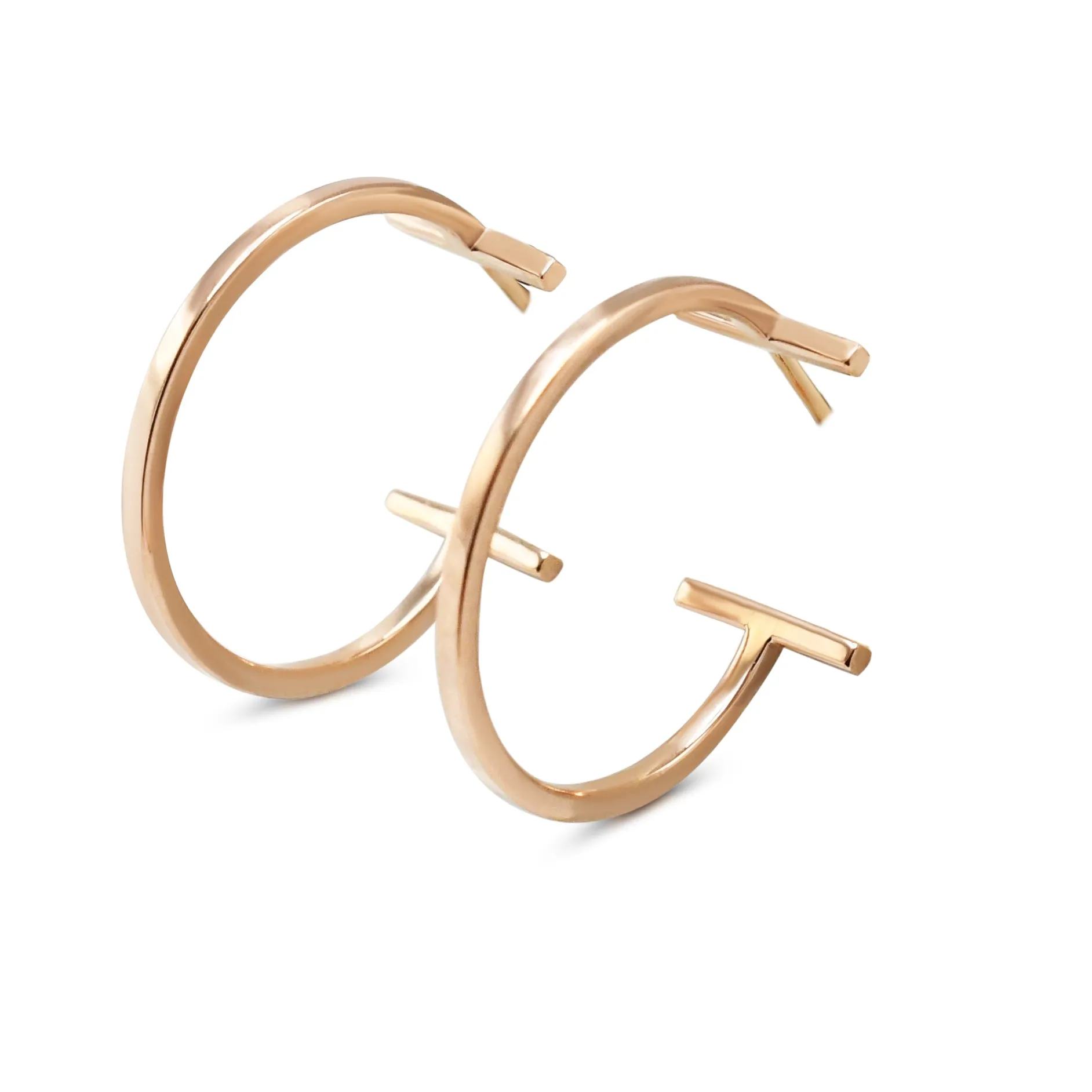 Tiffany T Hoop Earrings, Medium - 18ct Rose Gold