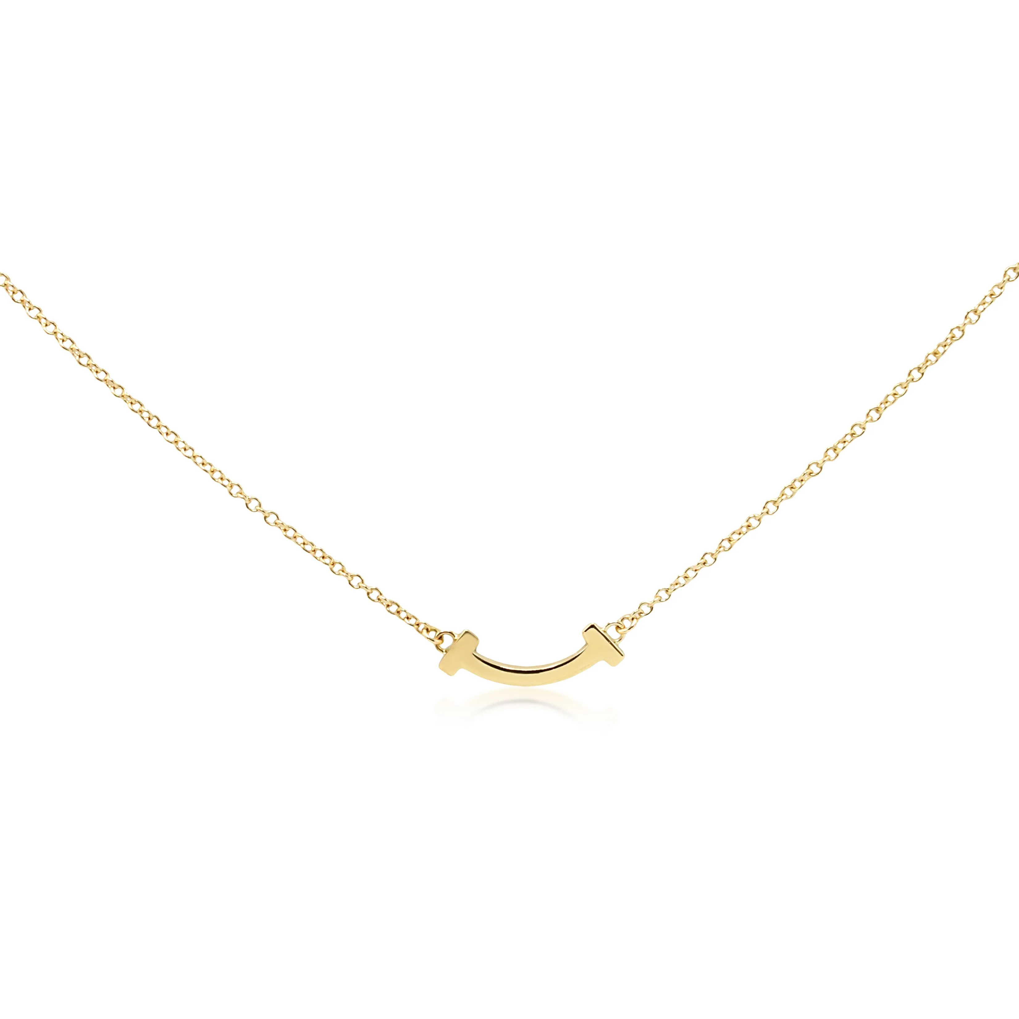 Tiffany T Smile Pendant Necklace, Mini - 18ct Yellow Gold