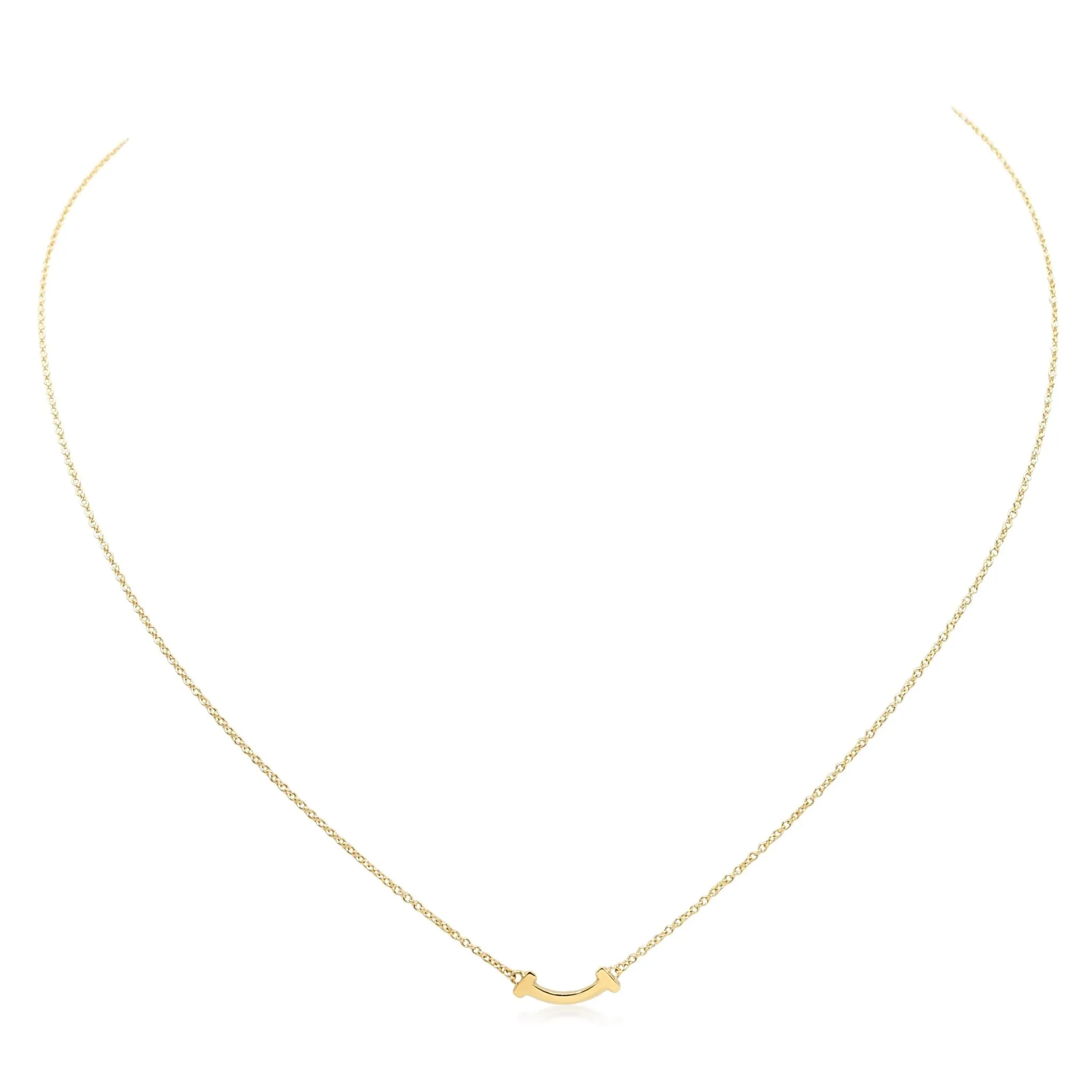 Tiffany T Smile Pendant Necklace, Mini - 18ct Yellow Gold