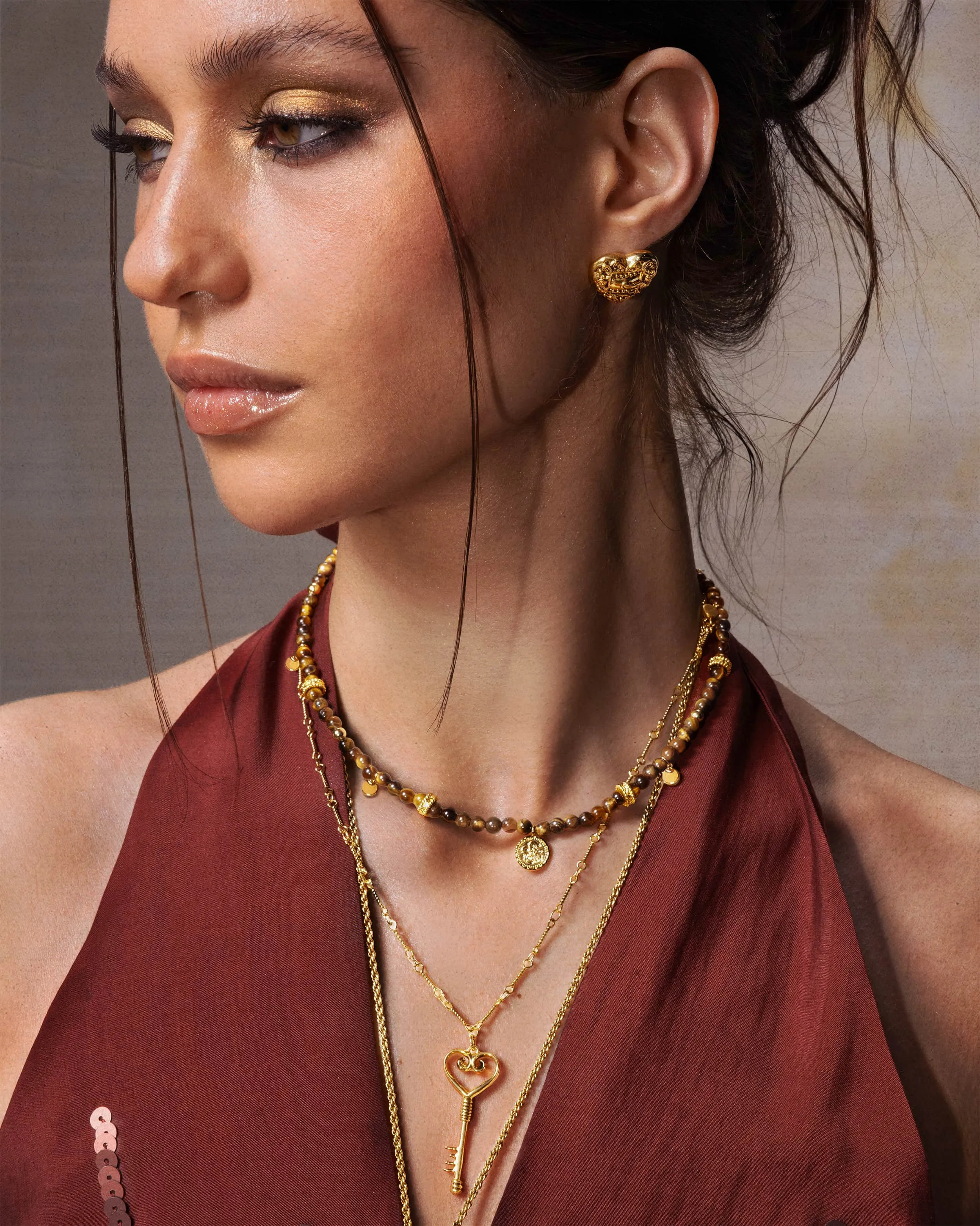 Tiger's Eye Petite Coin Necklace