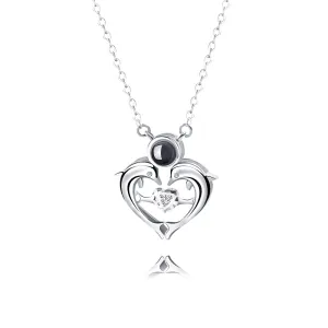 Trendolla Heart Style Dolphin Pendant Necklace with Picture Inside