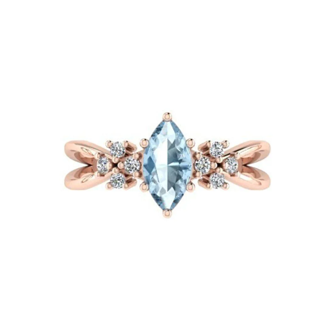 Trillion Blue Topaz and Diamond 18K Pink Gold