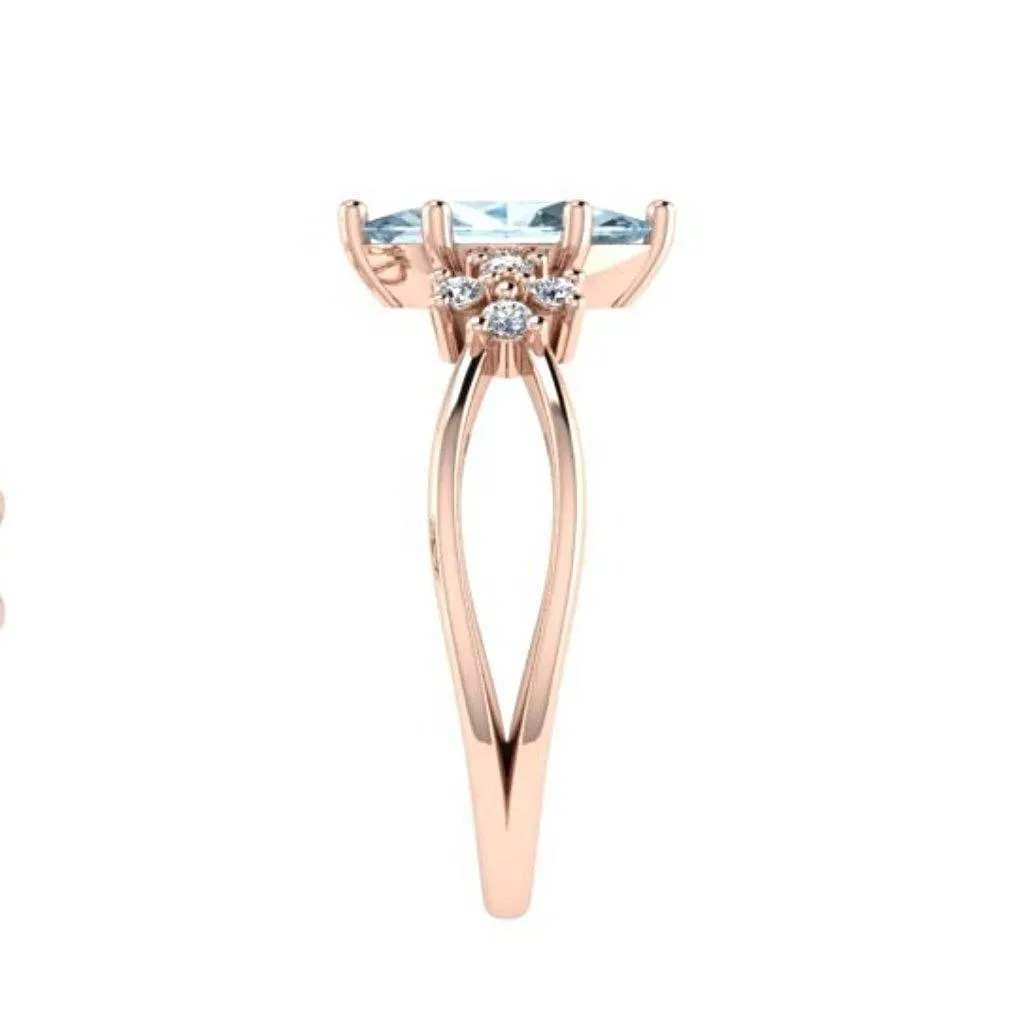 Trillion Blue Topaz and Diamond 18K Pink Gold