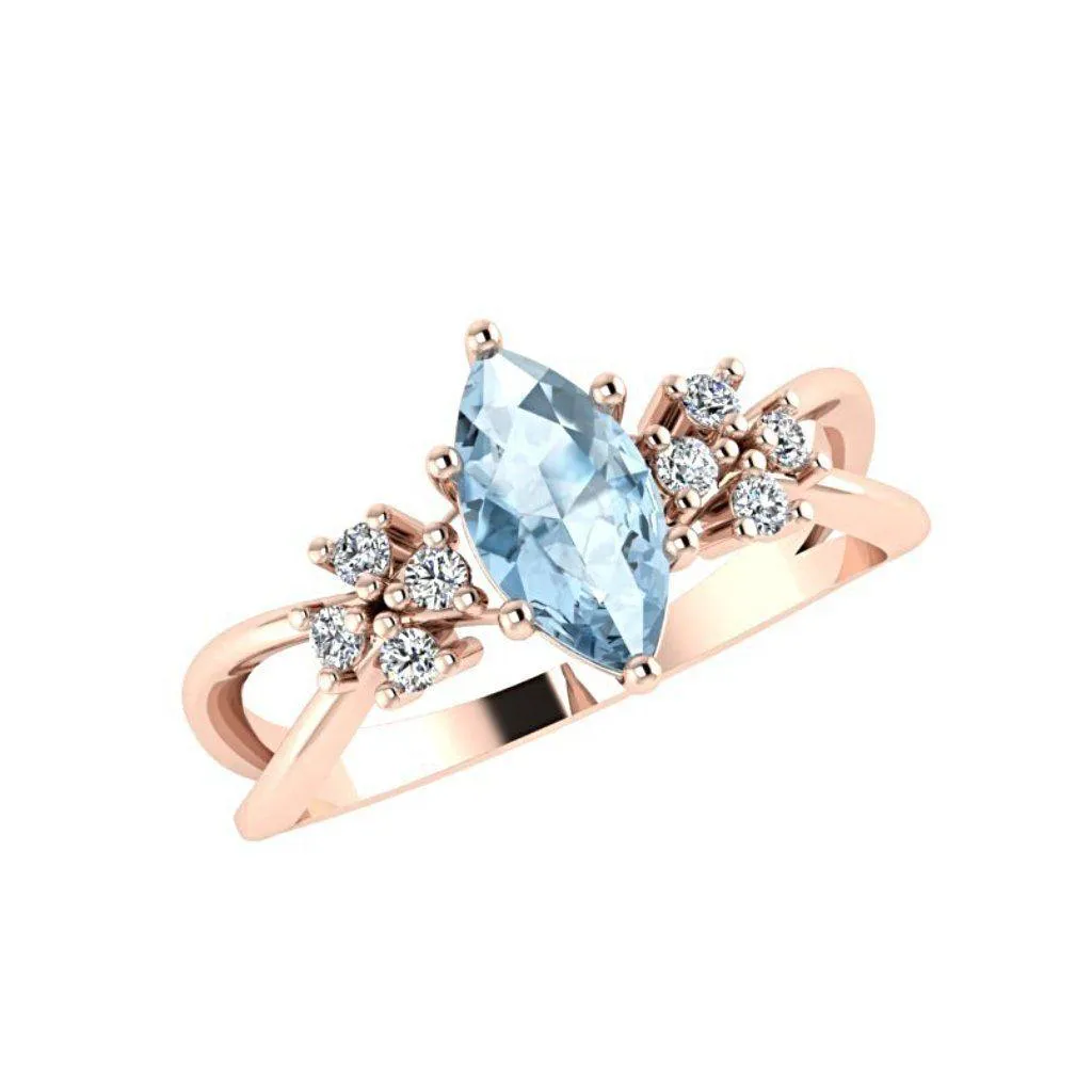 Trillion Blue Topaz and Diamond 18K Pink Gold