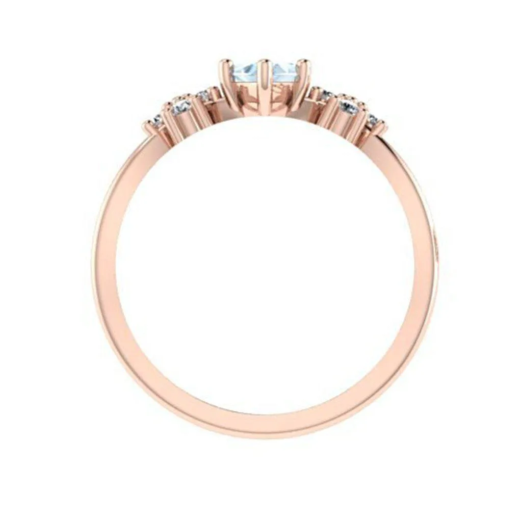 Trillion Blue Topaz and Diamond 18K Pink Gold
