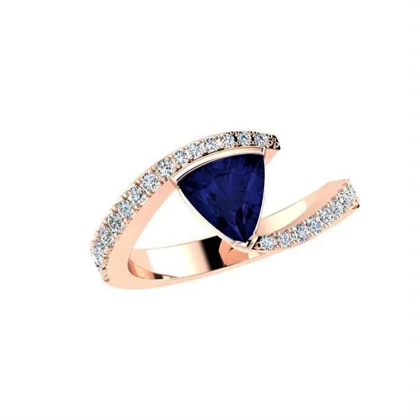 Trillion Cut Gemstone and Diamond Ring 14K Gold