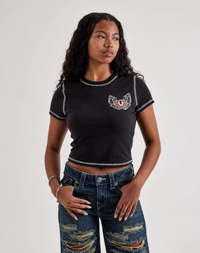 True Religion Contrast-Stitch Wing Baby Tee Clothing prices Trendy gear