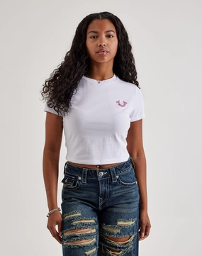 True Religion Crystal Buddha Baby Tee Everyday wear Clothing assortments