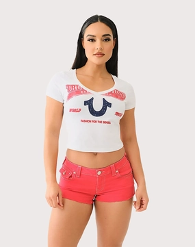True Religion Crystal Horseshoe V-Neck Tee Trendy gear Stylish products