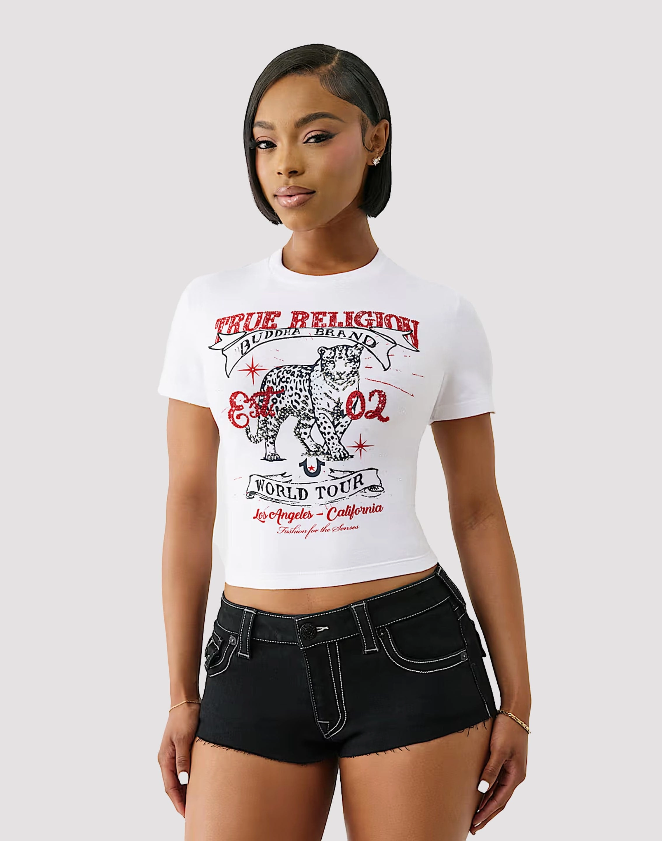 True Religion Crystal Leopard Tee Polyester - used fashion Apparel finds