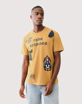 True Religion Patch Embroidered Caramel Tee Sustainable fashion practices Smart casual wear
