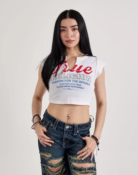 True Religion Retro Logo V-Notch Tee Evening wear Fashion brands