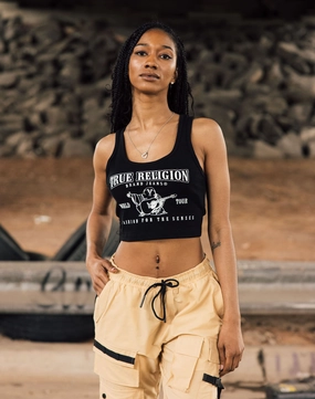 True Religion SRS Logo Crop Tank Top Fashionable options Fashion shows