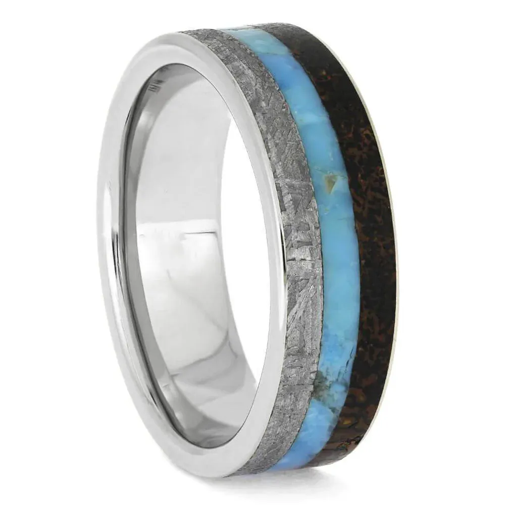 Turquoise Couples Rings with Lotus Prong Engagement Ring