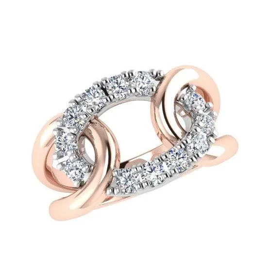 Two Tone Looped Design Ring 14K Gold