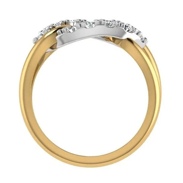 Two Tone Looped Design Ring 14K Gold