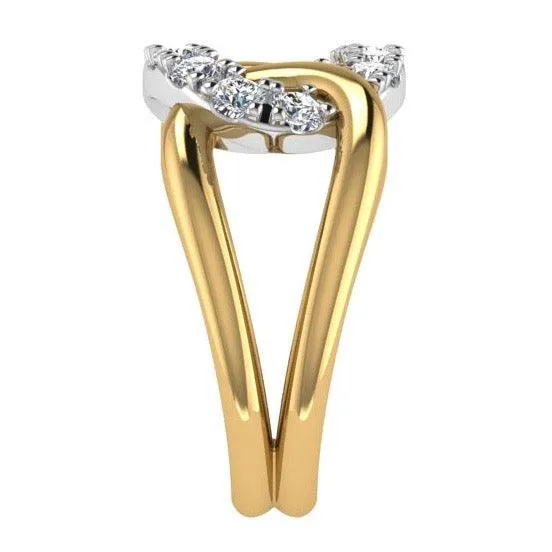 Two Tone Looped Design Ring 14K Gold