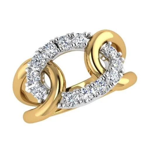 Two Tone Looped Design Ring 14K Gold