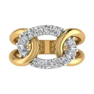 Two Tone Looped Design Ring 14K Gold