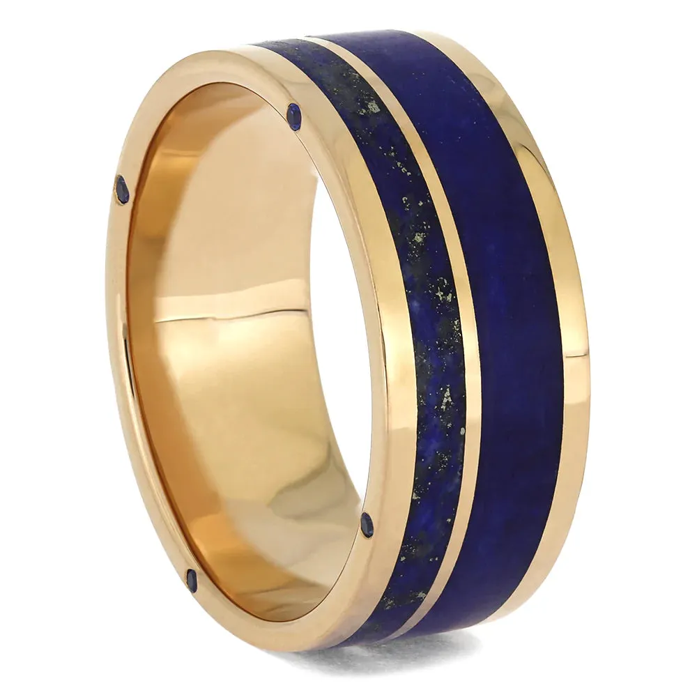 Unique Blue Couples Ring Set Featuring Lapis Lazuli